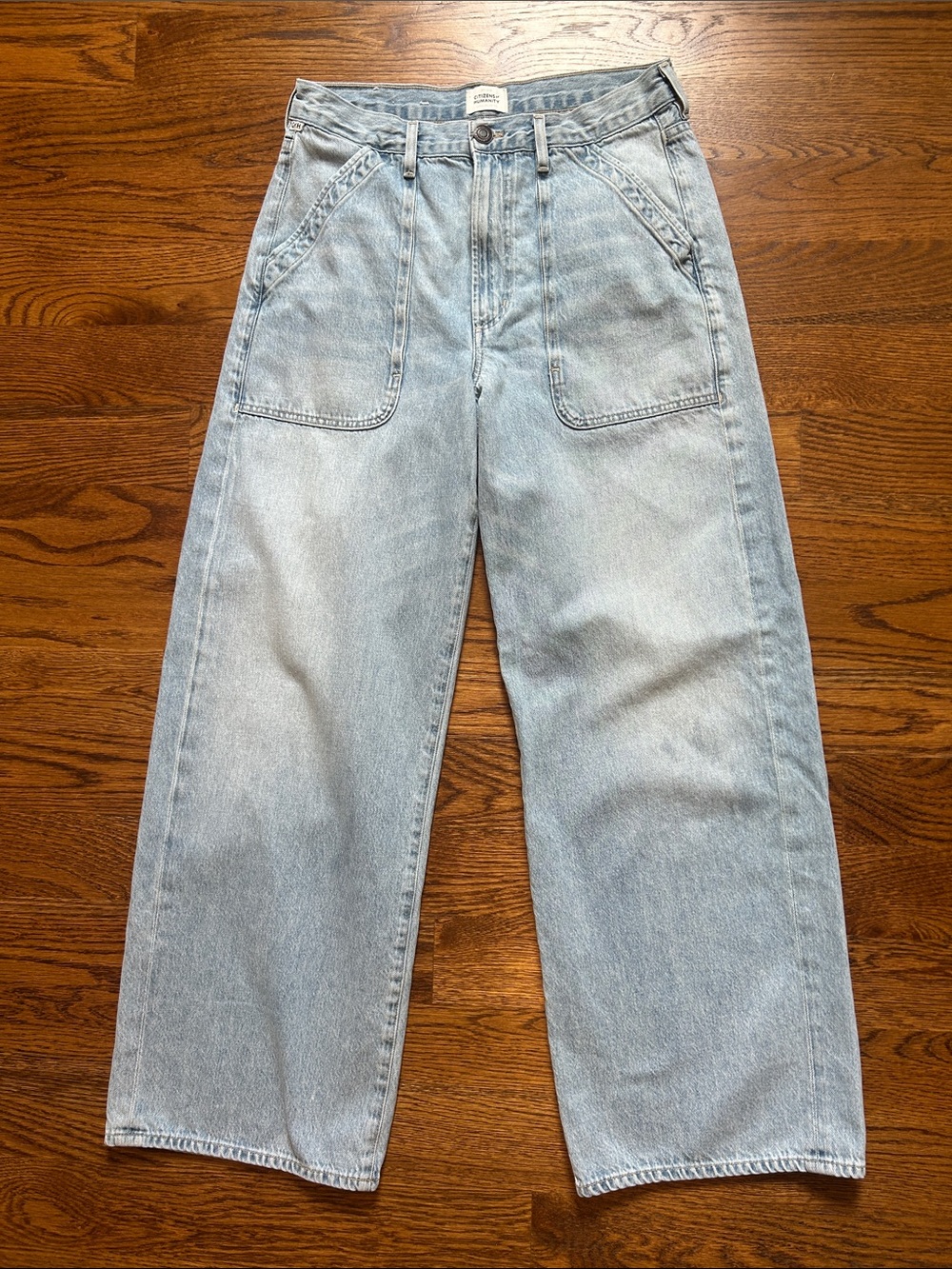 Citizens of Humanity Ayla Cargo Baggy Jeans Cloud Nine Light Blue Size 28 NWOT - Picture 2 of 10